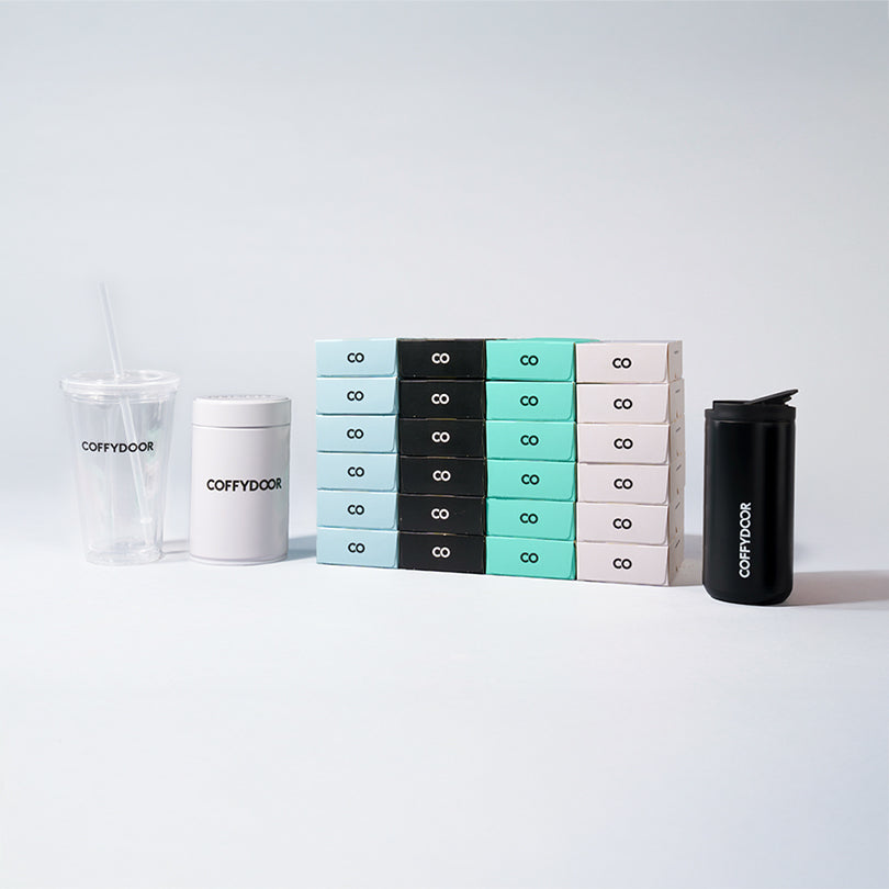 Startpaket 250 kapslar + Termosmugg + Kapselhållare + Take-away mugg